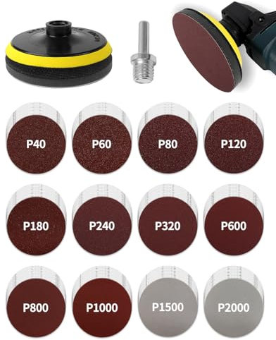 123PCS Angle Grinder Sanding Discs Attachments, 4 Inch Hook and Loop Backing Pad with 5/8-11 Thread, Drill Sanding Attachement and Wet Dry Sanding Pad for Wood Metal Polishing 40-2000 Grit