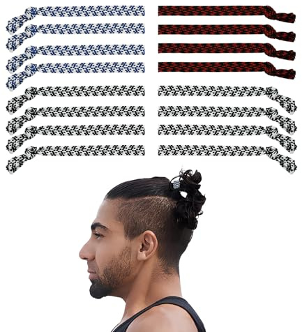 Aomhrek Bandas Elásticas Transpirables para Hombre, Gomitas para el Pelo, Antideslizantes y Sin Daños, Pack de 16 Gomitas para el Cabello Negro, Rojo y Azul, Alta Resistencia para Uso Diario