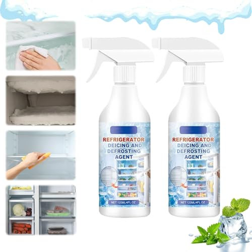 2024 New Defrosting Spray for Fridge Freezer, Freezer Defrosting Spray, Fridge Freezer Defrosting Spray, Fridge Freezer De-icer Spray Defrost Ice Deicer120ml (2, white)