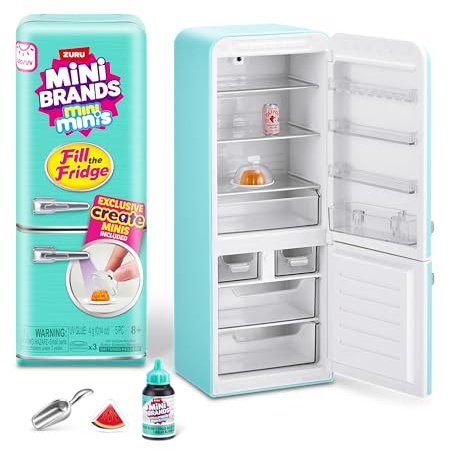 Mini Brands Fill The Fridge Playset w/UV Light by ZURU, Collectibles, DIY, Resin Play, Exclusive Recipe, NOT Edible, 8+