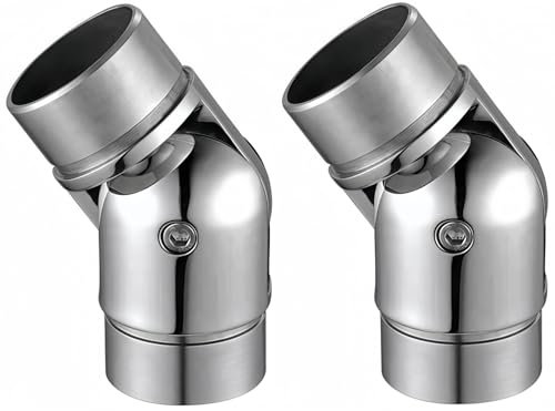 2 Pièces Connecteur de Main Courante en Acier Inoxydable, Kit d'Angle Réglable 42,4 mm - Idéal pour Escaliers, Balcons et Espaces Extérieurs