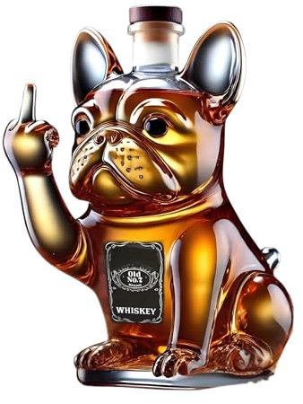 Bouteille de whisky en forme de bouledogue français, carafe à whisky en forme de doigt du milieu, carafe à vin unique pour hommes, bouteille de vin vide, décoration de bar à la maison. (Type D)