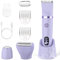 Rasoir Electrique Feminin Tondeuse précise pour visage et zones sensibles, Tondeuse à poils corporels pour visage, jambes, aisselles et zone pubienne,étanche,Sans fil, Écran LCD, Violet, 3 in 1