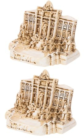 HEMOTON 2 Piezas De Esculturas De La Fontana De Trevi, Modelo De Iglesia Romana, Civilización Antigua Italiana, Miniatura, Modelo De Arquitectura Antigua, Recuerdo De Viaje.