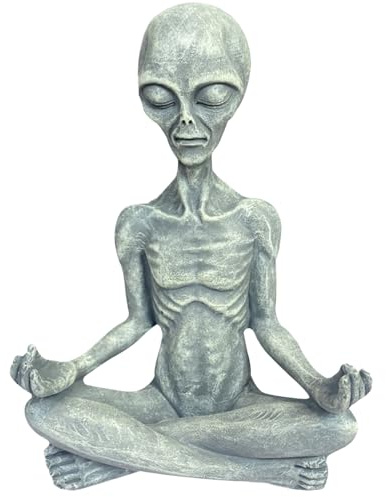 Ligeinsrk Außerirdische Statue 6.5in meditieren Yoga Alien Figur Harz Dekorative Skulpturendekor für Gartenfernsehbänke Regal