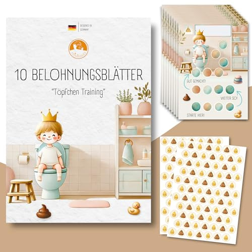 MINITALES Belohnungstafel Kinder Toilette - Belohnungssystem fürs Töpfchentraining mit Sticker - Potty Training Toilet ab 3 Jahre - Töpfchen Training - PIPI & Kacka Trocken Werden windelfrei