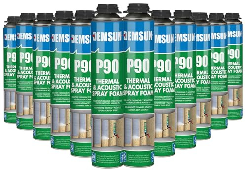 Demsun P90 PU Expanding Foam 12 Cans – High Expansion Insulation, Gap & Crack Filler, Soundproof, Thermal Sealant, Moisture Resistant, Coating for Walls & Roofs, Floors & DIY