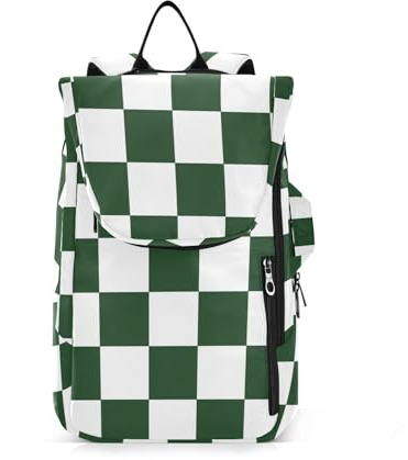Mochila para raqueta de tenis, resistente al agua, a cuadros, color blanco y verde oscuro, con capacidad para 2 raquetas para hombres y mujeres, tenis deportivo para pala de pádel
