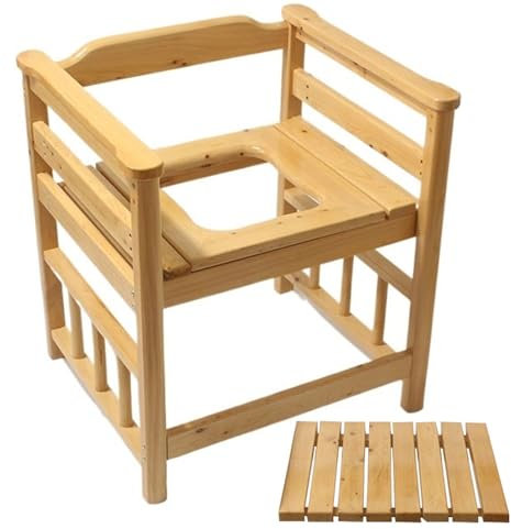 STHOYN Chaise Percée Adulte avec Bras De Soutien Chaises Percées Amovibles pour Adultes Pliable Stable sur La Chaise Percée Toilette(C)