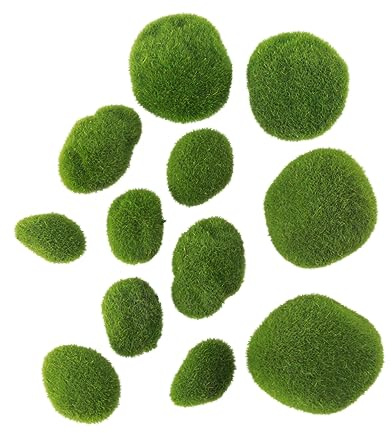Operitacx 12 Pcs Realistic Simulation Moss Stone Decorations for Aquariums and Terrariums Faux Moss Craft Stones for Floral Arrangements and Home Decor