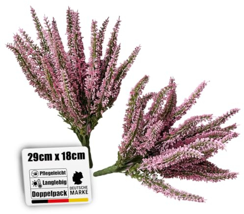 Botanic-Haus künstliche Erika pink – 2er Set Kunstpflanze für Ihre Herbstdeko – Heidekraut 29 cm – künstliche Pflanzen Outdoor wetterfest für den Balkon & geschützten Außenbereich