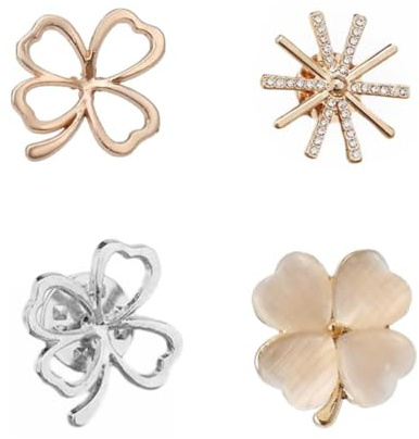 WUYJI Broschen & Anstecknadeln für Damen 4-teiliges Kleidungsbroschen-Set, elegante Damenbrosche, Ausschnittreduzierer, Anti-Aussetzungs-feste Broschennadel, Strickjackenclip, Brautkleid-Schwanznadel