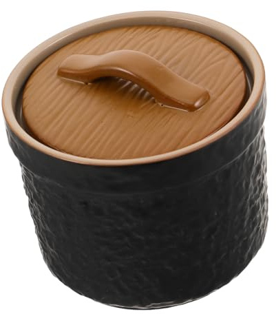 Hemobllo Cerámica Olla para Estofado con Tapa para Cocina al Baño María Cuenco Pequeño de Porcelana para Sopas de Huevo y Aperitivos Retención de y para Recetas Chinas Tradicionales