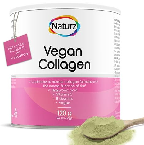 Naturz Veganes Collagen, Pulver 120 g | Pflanzliche Kollagen-Alternative: Erbsenprotein, Matcha, Bambus, Vitamin C, Biotin & B-Komplex - Zitrone