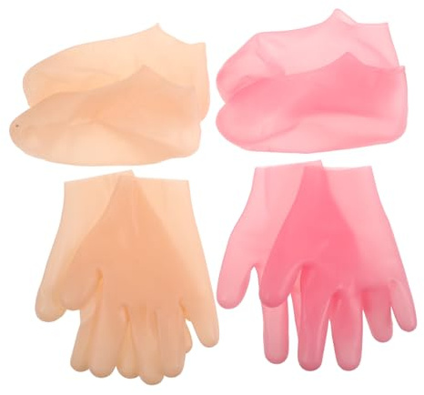 MAGICLULU Feuchtigkeitsspendende Silikon Fuß Handmaske mit Elastischen Socken und Handschuhen Sanfte Hornhautentfernung Regenerierend für Trockene Rissige Haut Pflegend und Exfolierend