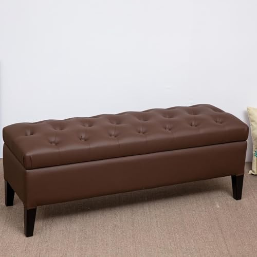 Braune Aufbewahrungsbank, Eingangsbereich, Schlafzimmer, Sitzbank, kleiner Stauraum, Bettbank mit verstecktem Fach, Polstermöbel, platzsparendes Design