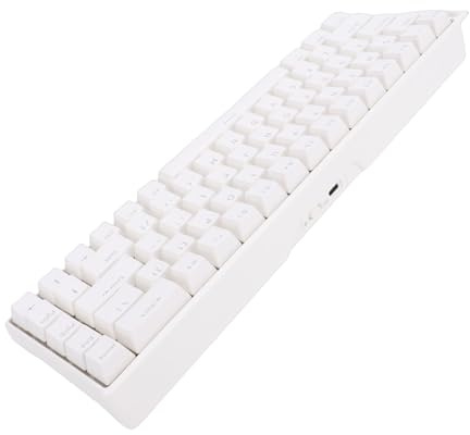 Plyisty Teclado Magnético para Juegos con Efecto Hall, Teclado Mecánico de Disparo Rápido del 60% con Teclas Impresas Laterales, Retroiluminación RGB Inalámbrica de 3 Modos, Batería (White)