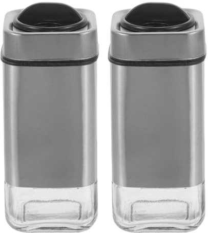 NIYANGLE Set 2 Pezzi Saliere e Pepiere in Acciaio Inox Fori di Versamento Regolabili Bottiglie per Condimenti Multifunzione per Barbecue e Campeggio Dispenser Sale e Pepe da Cucina