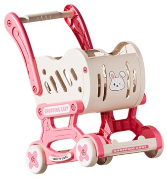 Perfeclan Kids Shopping Cart Trolley Supermarket Handcart Toy Role Playing Games Trolley Realistic Pretend Play for 3+ Years Old, pink