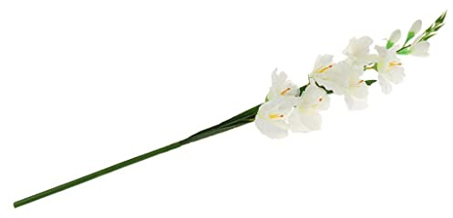 FLAMEER Artificial Gladioli Spray Stem Fake Silk Tropical Flowers Gladiolus White