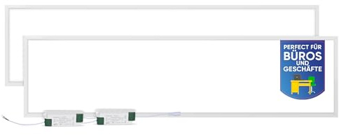 LECOM 2x LED Panel 120x30 Neutralweiß 4000K CRI90 für natürliche Farben | LED Deckenpanel Neutralweiß für konzentriertes Arbeiten. Ideal für Büro, Fotostudio, Juweliergeschäft, Optiker und Coworking.