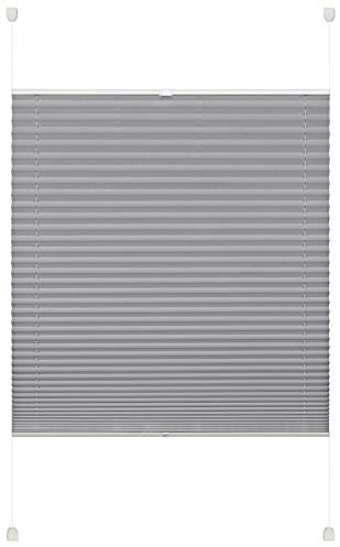 Deco Company Plissee zum Klemmen, Blickdichtes Faltrollo, Alle Montage-Teile inklusive, EASYFIX Plissee verspannt mit zwei Bedienschienen, Grau, 55 x 130 cm (BxH)
