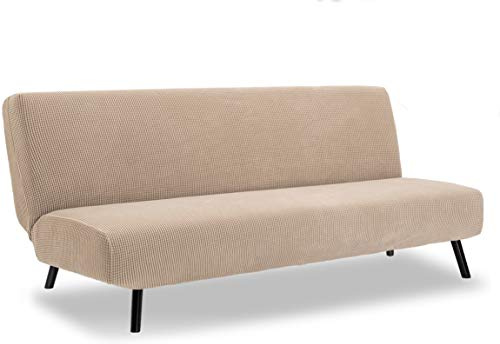 TIANSHU Housse Clic Clac Extensible, Housse de Canapé Clic Clac 3 Places Ajustable élastique Jacquard Canapé-lit Housse Protection(3 Places, Sable)