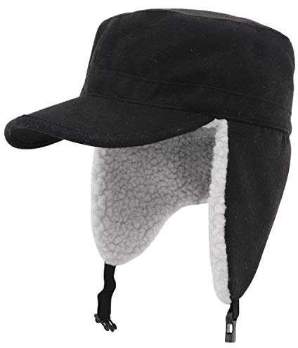 Gisdanchz Wollmischung Winter Basecap mit Ohrenklappen & Faltbarer Krempe | Komplett mit Fleece Gefüttert, Warme, Gemütliche Fliegermütze für Kaltes Wetter