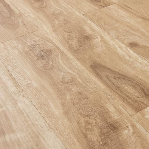 NEU.HOLZ Revêtement de Sol Adhésif Lames Laminées PVC Vinyle Effet Naturel Compatible au Plancher Chauffant 7 Pièces 0,975 m² Natural Siberian Oak Chêne Sibérien