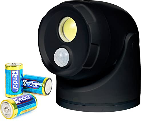 Northpoint LED Batterie Spot Strahler Außenwandstrahler Flutlicht mit Bewegungsmelder und Erdspieß 5000K neutralweiß 450 Lumen mit Timer inkl. D-Batterien