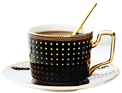 ZOGBX Juego de Taza de té,Juego de Tazas de café,Bone China Conjunto de Café,con decoración Dorada de Porcelana Tazas Cafe,Juego de Tazas de la Tarde Inglesa Vintag for Fiestas de Oficina 7.04oz