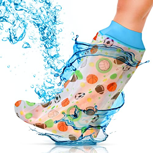 IKONAA Protezione Impermeabile Coprigesso Design Pensato Per Bambini Con Bende E Fasciature Gessi sulle Gambe E Braccia Da Utilizzare In Doccia In Vasca Waterproof (disegni maschio gamba)