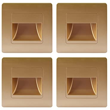 Opaeroo 4Pcs LED Stair Lamp PIR Motion Sensor Stair Case Light AC85-265V Recessed Step Lamp Corridor Lighting Indoor Wall Lamp Gold