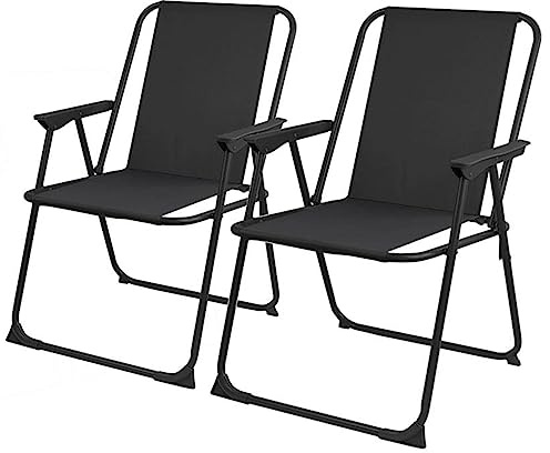 Gr8 Garden Portable Folding Chair Foldable Seat Lounger For Patio Deck Picnic Camping Beach Fishing Outdoor Festival (2, Black)