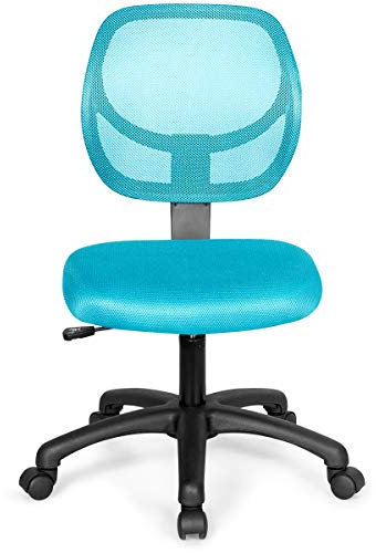 Maxmass Kids Study Desk Chair, Children Ergonomic Computer Chair with Universal Wheels, Gas Lift and Soft Seat, Adjustable Armless Swivel Mesh Chair for Home Office (Turquoise)