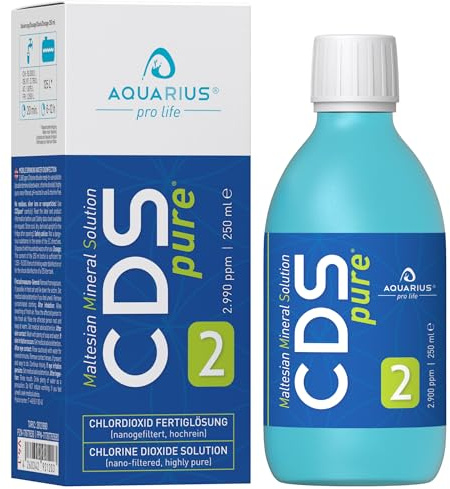 AQUARIUS pro life ® - CDSpure 250 ml - patentierte Chlordioxid Lösung I CDL Tropfen I Chlorine Dioxide Solution I Der ideale Begleiter für Urlaub oder Ausflug I inkl. Dosierbecher + Pipette