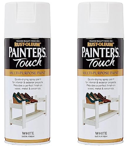 Rust-Oleum AE0050002E8 400ml Painters' Touch Spray Paint - Satin White (Pack of 2)