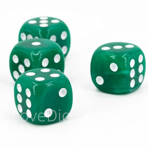 XL W6 Würfel (20mm) in grün/weiße Punkte - Made in Germany - WeLoveDice - 5 Stück