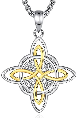 EUDORA Harmony Ball Collana Wiccan in Argento Sterling 925 per Donne Uomini, Mano di Fatima Nodo delle Streghe Tripla Dea della Luna Malocchio Horus of Eye Gioielli Regalo per Figlie Sorelle, 18/22