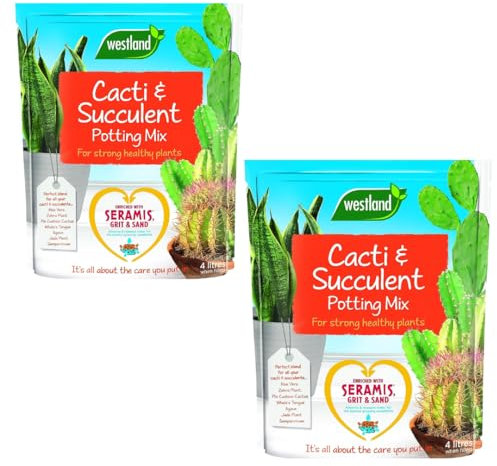 Simpul® Westland 10200054 Cacti/Succulent Potting Compost Mix and Enriched with Seramis, 4 liters, Brown (Two pack)