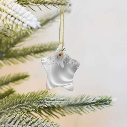 Blume Lilie Gedruckt Weihnachten Ornament Stern Form Ornament Keramik Geschenk Ornament Porzellan Weihnachtsbaum Ornament Dekorationen