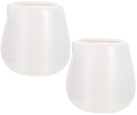 2st Milchbecher Aus Keramik Krug Für Kaffeesahne Kaffee-milchkanne Milchkanne Aus Keramik Milchkännchen Aufschäumen Hafercreme Altmodischer Sirup Mini-server Schatz Weiß Hafermilch