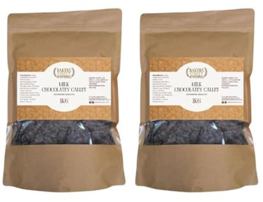 Standard Quality Milk Chocolatey Callets 2X1kg - Bakers Street - Milk Chocolatey Callets for Baking and Desserts – Ideal for Cakes, Muffins, Cookies, Pastries, and All Your Baking Needs