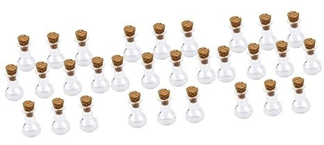 Zerodeko 30 Stk kleine Mini-Glasflaschen mit Korken Wunschglas aus Glas Mini-Möbel Mini-Gläser Glühbirne Glasflasche Wunschflasche aus Glas treibende Flasche Charme Flasche wünschen