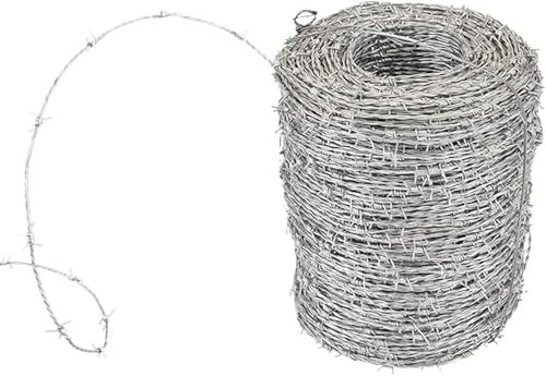 CINVSERW Stacheldrahtrolle, Verzinkter Stacheldraht Hoher Zink-Stahldraht Stacheldraht Doppelstrang Stacheldraht Rolle Abschreckung und Schutz Geeignet für Zaun Anti-Diebstahl Anti-Klettern (3mm 20M)