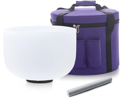 Hye-eun Large Crystal Singing Bowl, 14 Inch C Note 432hz Root Chakra Bowl with Carrying Case for Yoga Meditation Sound Healing Energy Yoga, Spiritual
