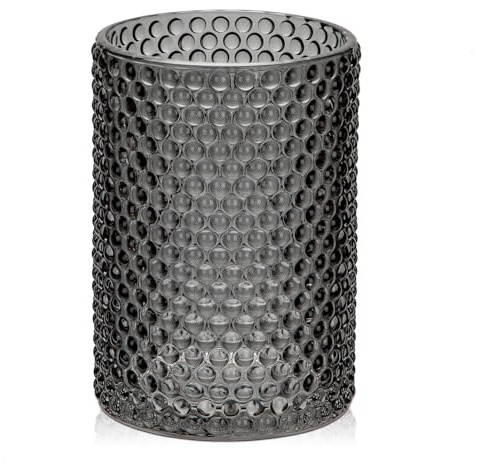 Glasvasen Blumen Modern, 14 cm Hohe Tischvasen Glas, Schwarz Deko Vase für Blumen, Dekorative Vase Blumenvase, Zylinder Glasvase Rund für Tischdekoration Büro Küche Arrangements Hochzeitsgeschenk