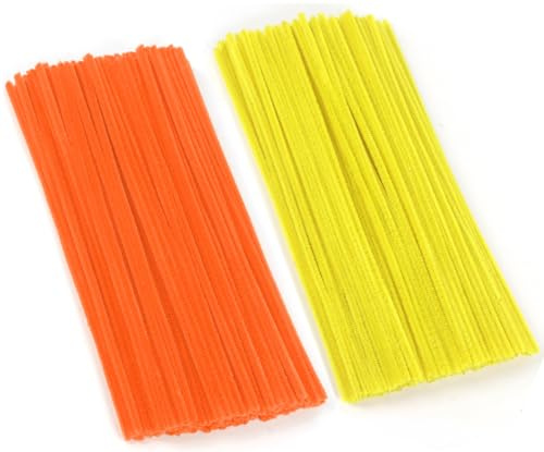 200 Stück Pfeifenreiniger Set, Gelb Pfeifenreiniger Chenilledraht 6mm*30cm, Orange Pfeifenputzerdraht für DIY Craft Projekte Chenilledraht Biegeplüsch zum Basteln & Dekorieren Pipe cleaners yellow