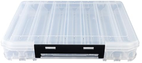 Fiorky Doppelseitiger Angelköder-Organizer mit 10/14/18 Fächern, Angelköder-Behälter-Box, multifunktionale Angel-Aufbewahrungsbox for die Aufbewahrung großer Köder (groß)