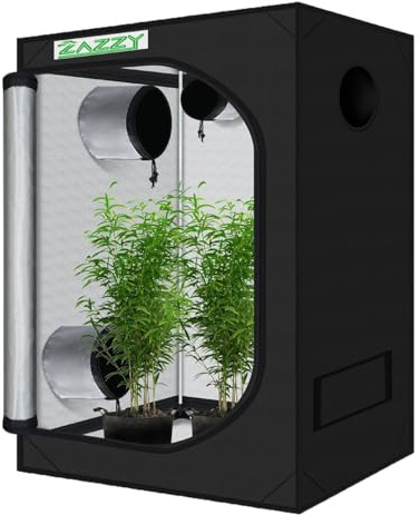 zazzy Grow Zelt, 61 x 91,4 x 152,4 cm, Hydrokultur-Anzuchtraum, reflektierendes Mylar-Wachstumszelt mit Fenster und Bodenwanne für Zimmerpflanzen